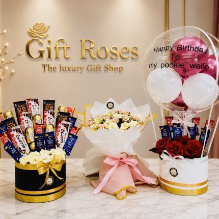 Balloon bouquet & Chocolate With Flower