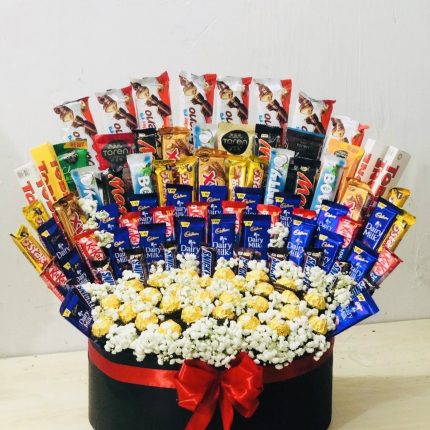 Luxury Chocolate Bouquet with Fresh White Roses | Gift Roses BD
